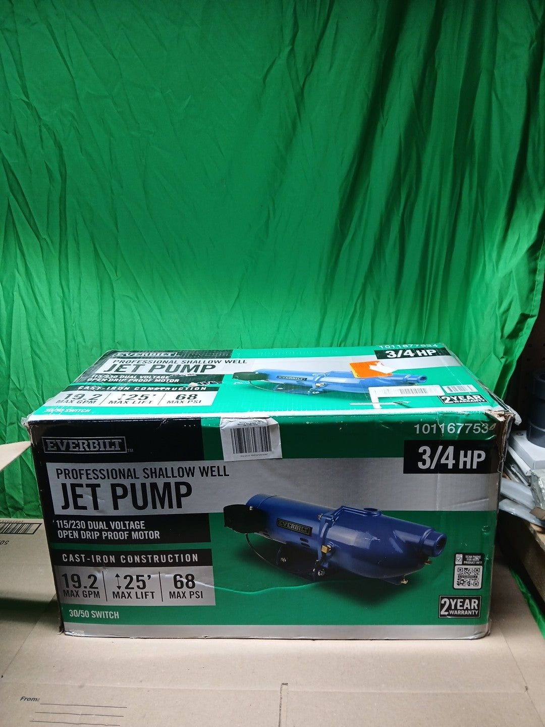 Everbilt 3/4 HP Cast Iron Shallow Well Jet Pump HDSWJ7 as is, *For Parts *