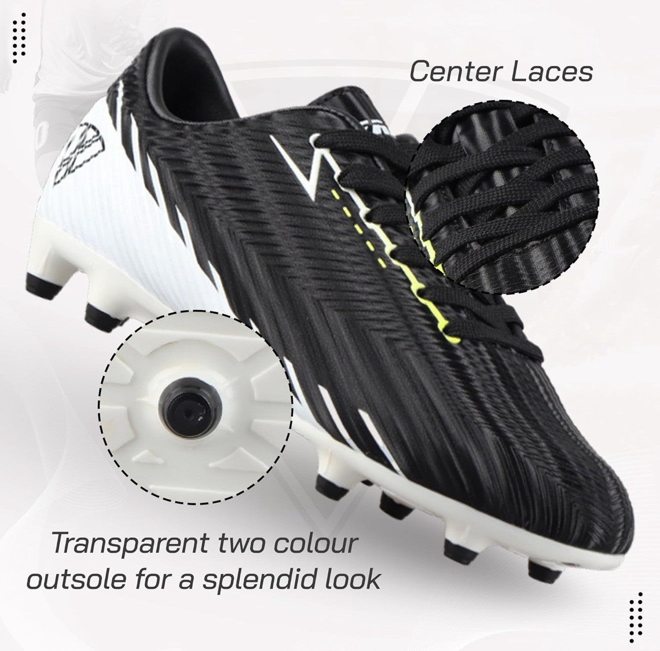 VIZARI unisex youth FG Soccer cleats Futbol Shoes Black White Size 9