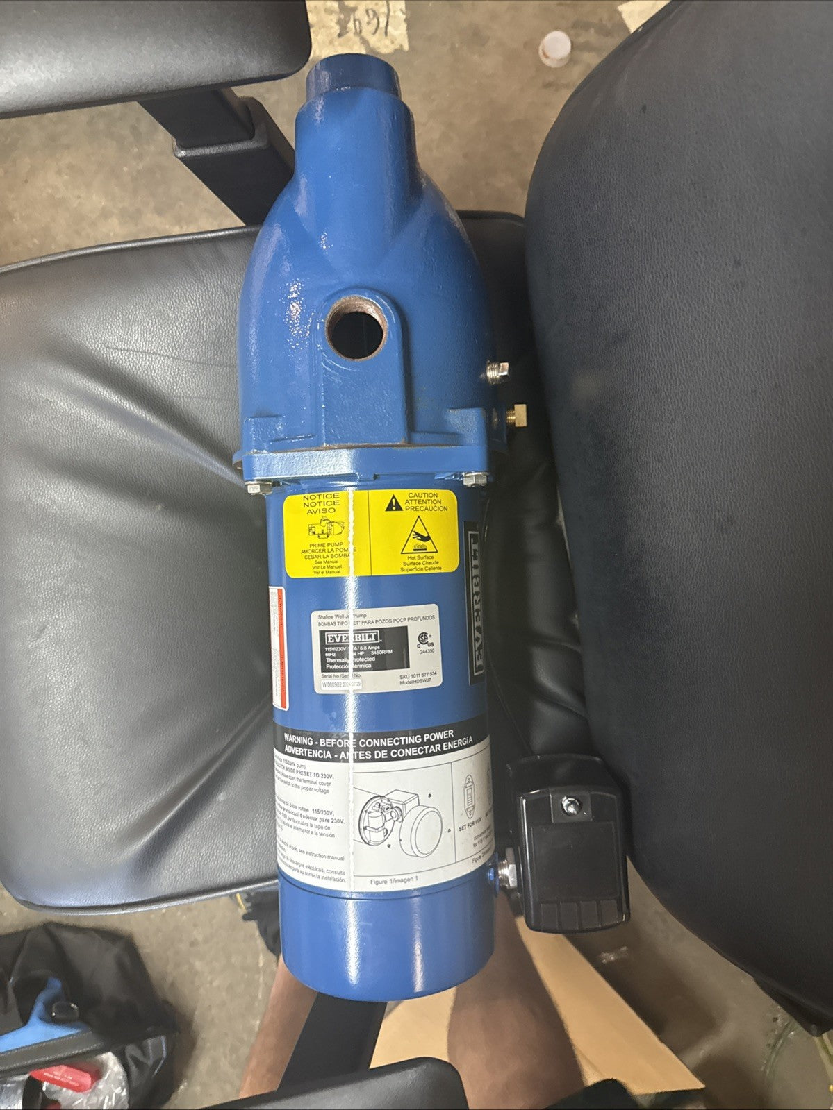 Everbilt 3/4 HP Cast Iron Shallow Well Jet Pump HDSWJ7 as is, Used Or For Parts