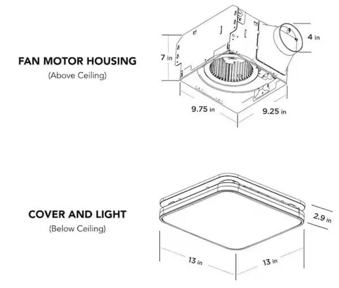 Commercial Electric 80/110 CFM Bathroom Exhaust Fan w/ Light Humidity Sensor