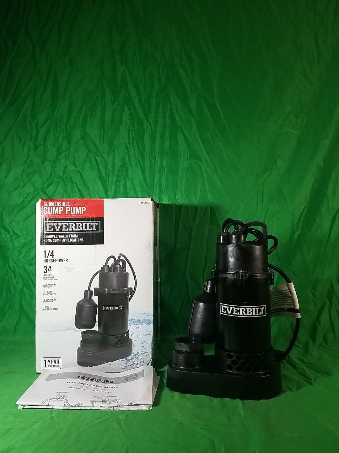 Everbilt 1/4 HP Aluminum Sump Pump w/ Tether Float Switch HDSP25W NEW OPEN BOX.