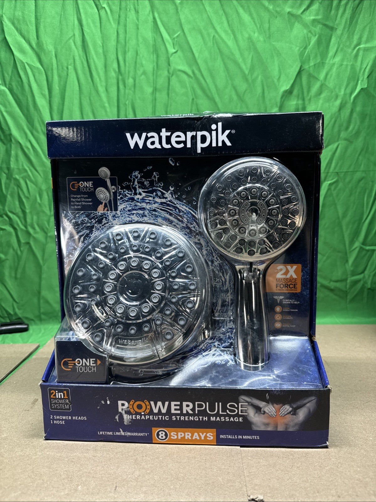 Waterpik 8-Spray Fixed & Handheld Shower Head 1.8 GPM Chrome 2"