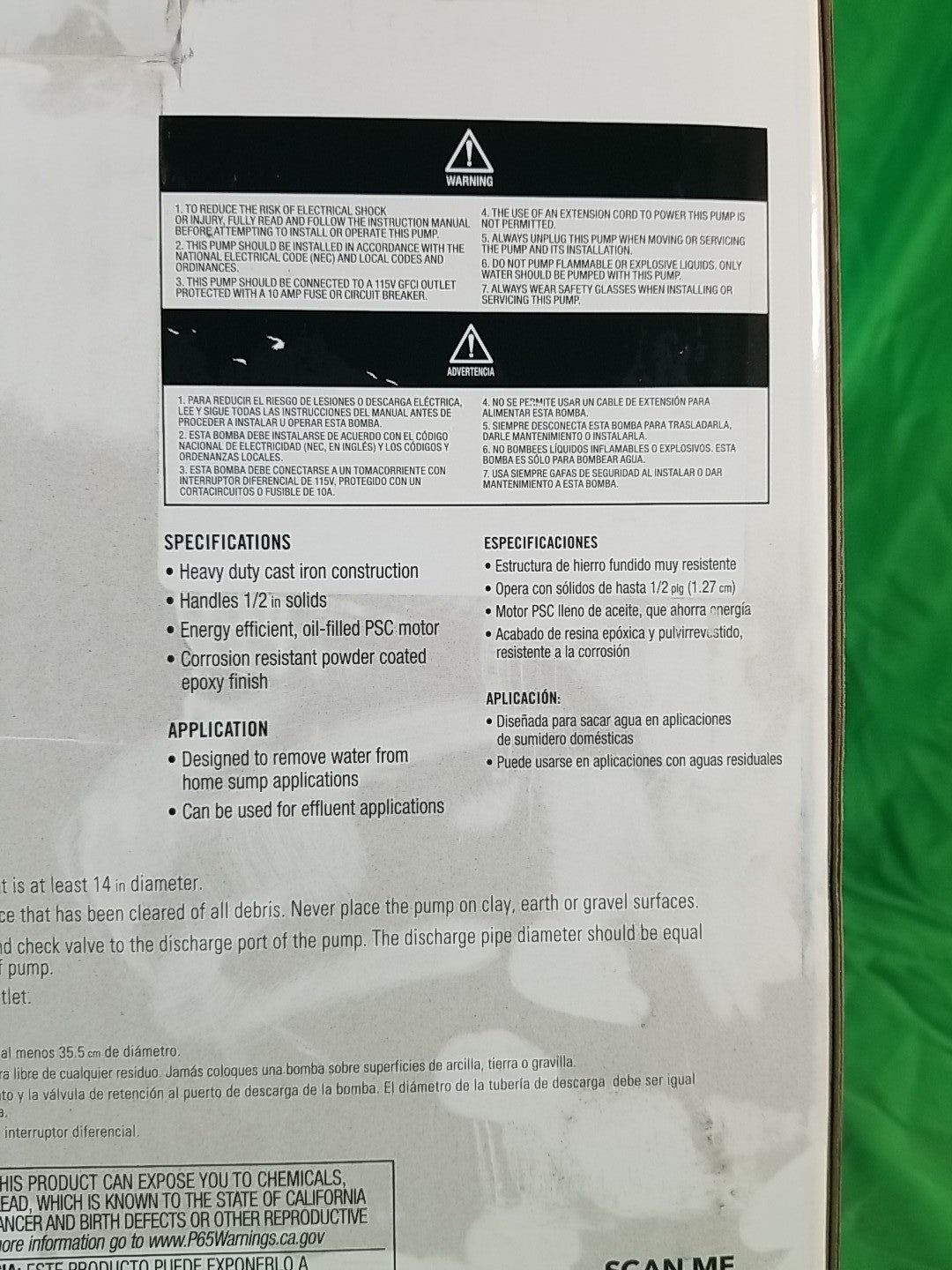 Everbilt 1/3 HP Cast Iron Submersible Sump Pump, USED Excellent Condition