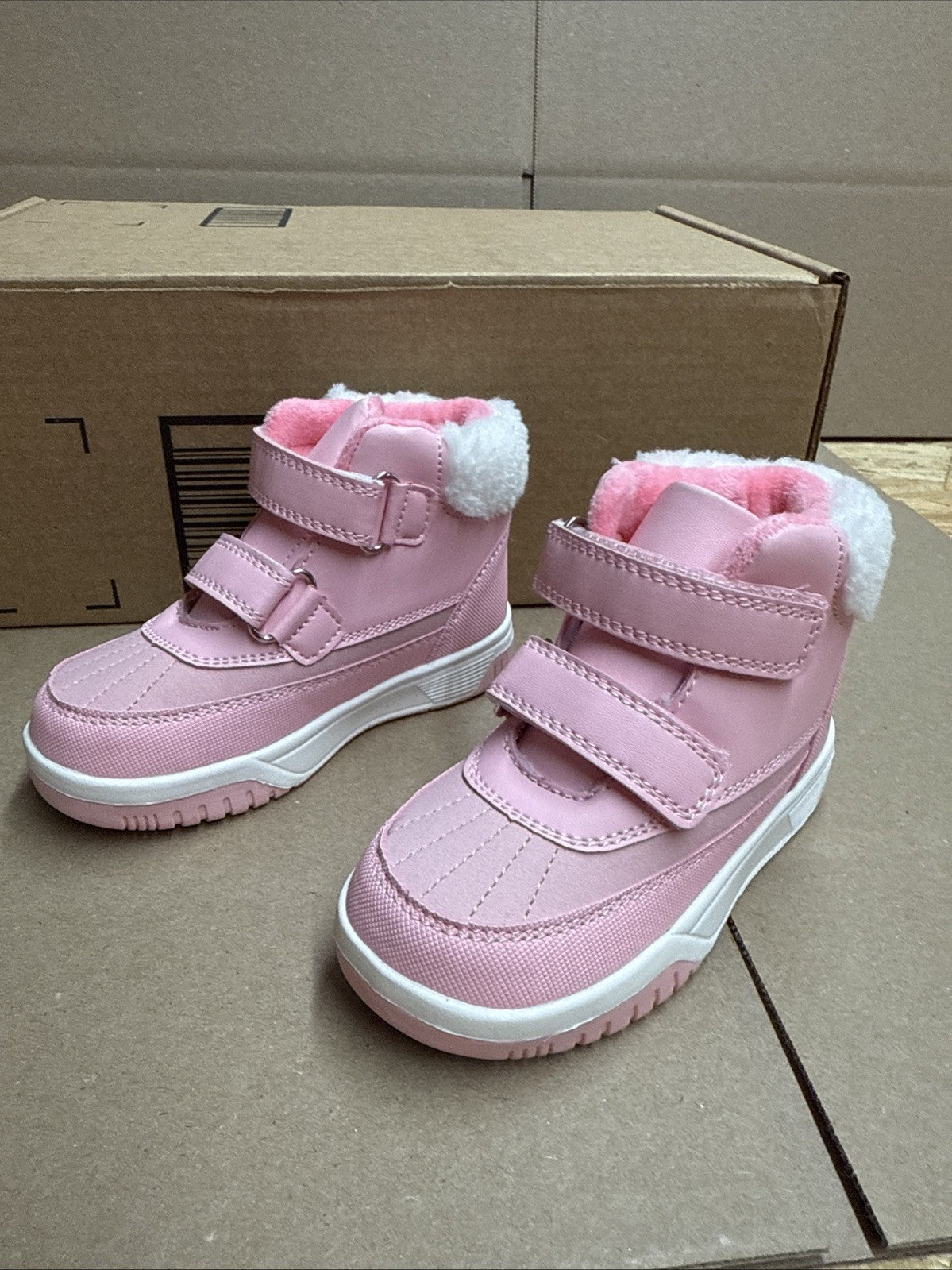 BMCiTYBM Baby Fur Lined Snow Boots pink Strap size 8