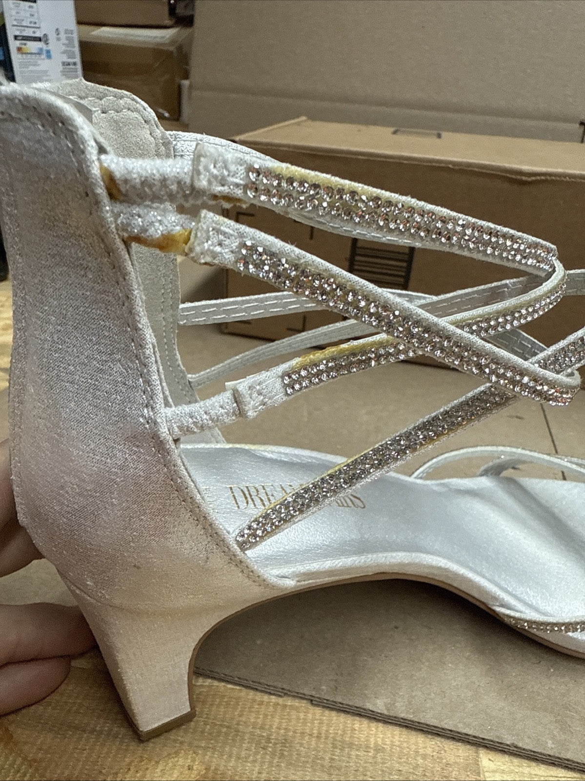 Dreamparis Women’s size 10 Rhinestone Open Square toe straps high heel Sandal