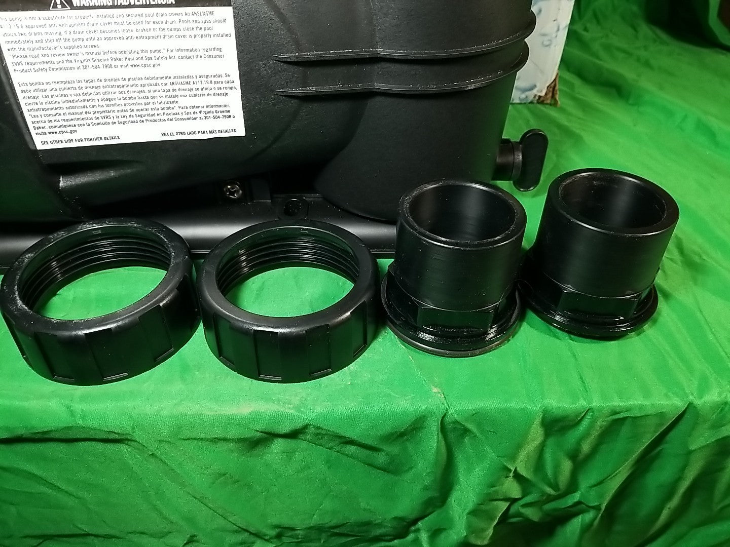 Everbilt Pool Pump Fan-Cooled Motor 1.5 HP 230V Has Unions.*