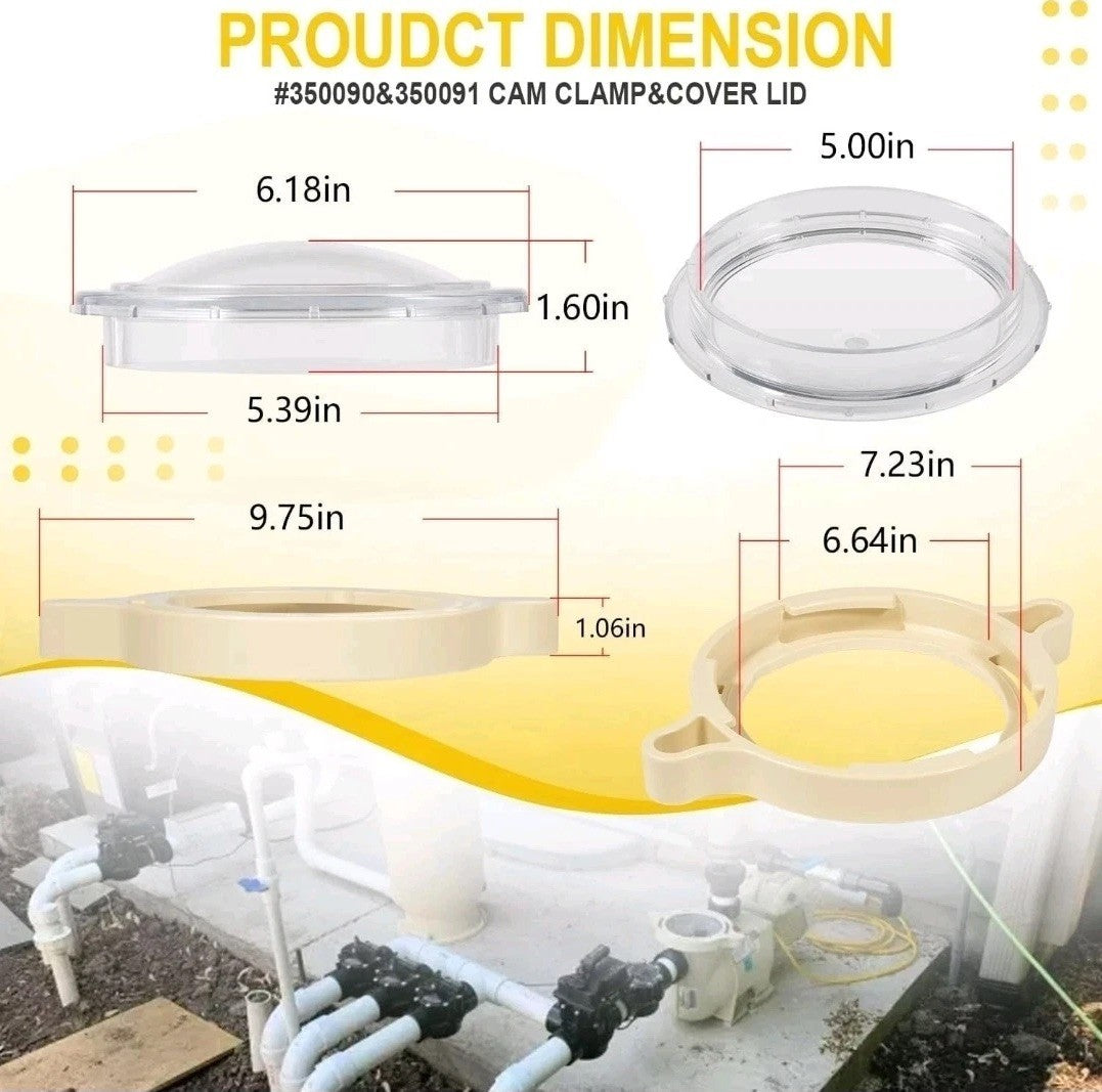 350090 Pool Pump Lid, 350091 Lid and cam and ramp clamp for Pentair SuperFlo