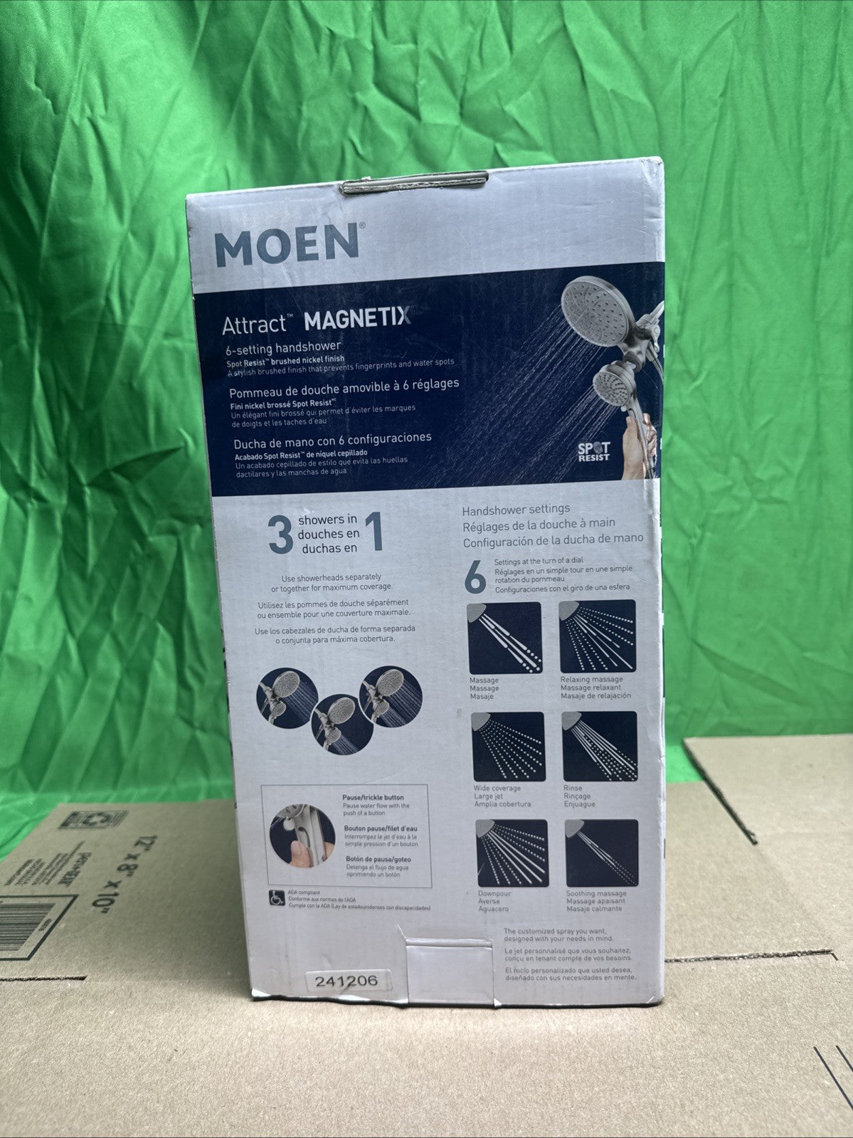 Moen Attract 26008SRN 6 Spray Shower Head & Hand Shower Spot Resistant Nickel