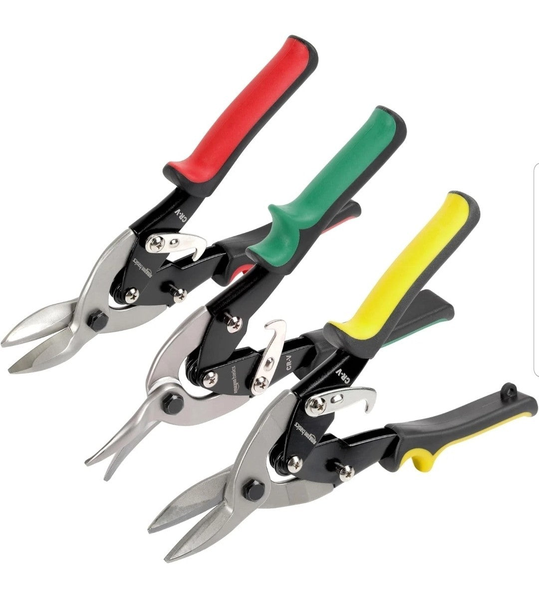 Amazon Basics 3-Piece Aviation Snip Set - Left, Right and 3-Piece, Silver