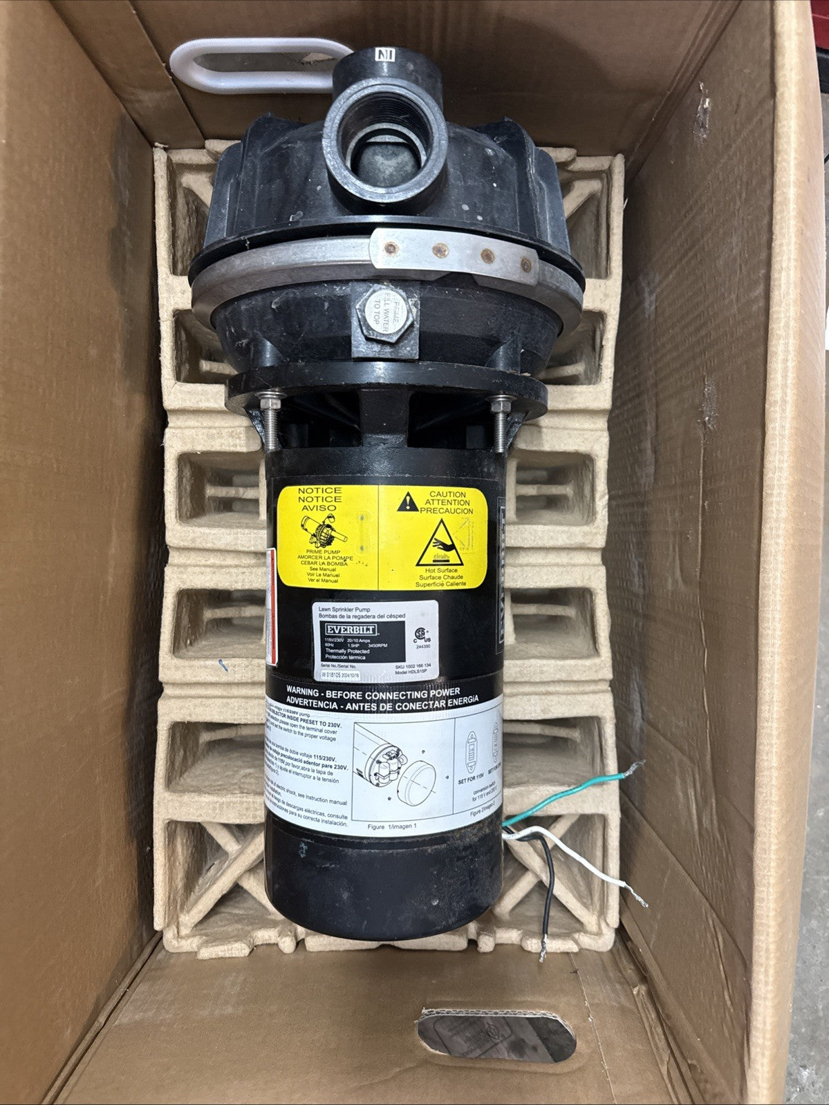 Everbilt Lawn Irrigation Pump Plastic 1.5HP HDLS15P PARTS ONLY