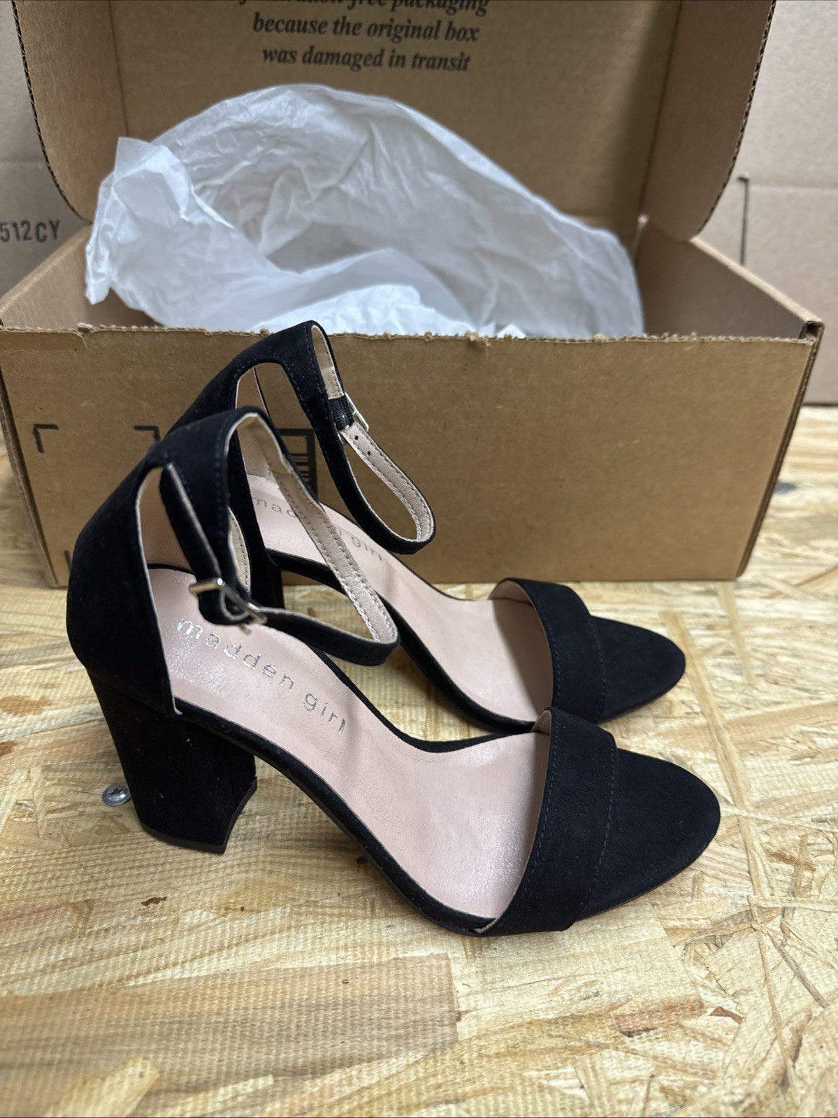 Madden Girl Women's Beella Heeled Sandal, Black Fabric, size 5 M