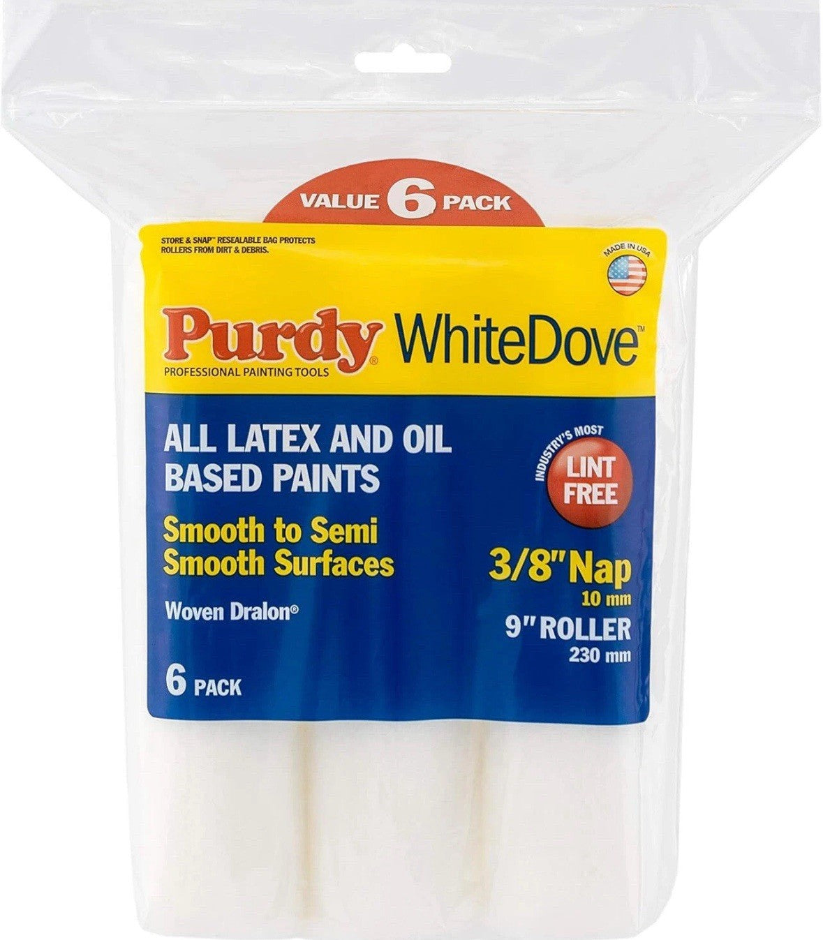 6 x 9" Purdy Pro Extra White Dove Medium Pile Rollers 1.5" Core (14D866000)