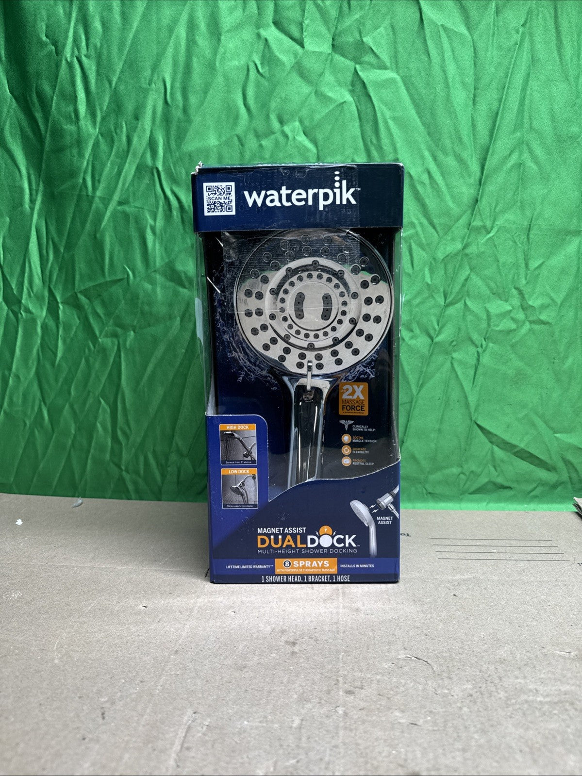 Waterpik 8-Spray Wall Mount Magnet Multi Height Handheld Shower Head 1.8 GPM