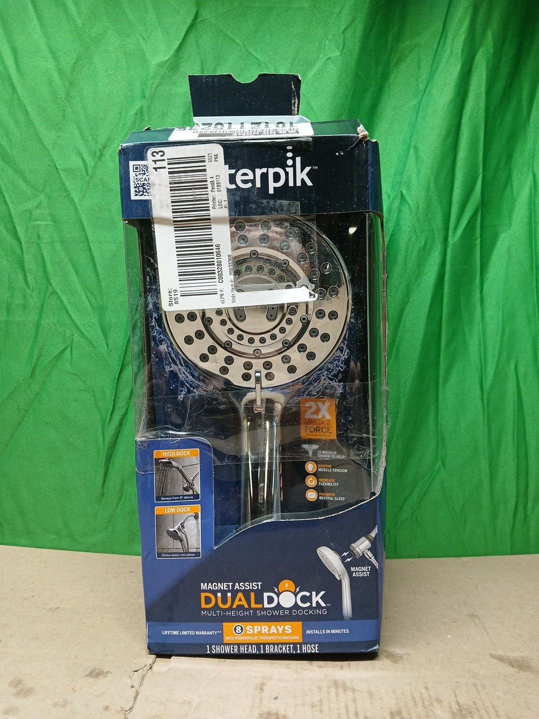 Waterpik 8-Spray Wall Mount Magnet Multi Height Handheld Shower Head 1.8 GPM..