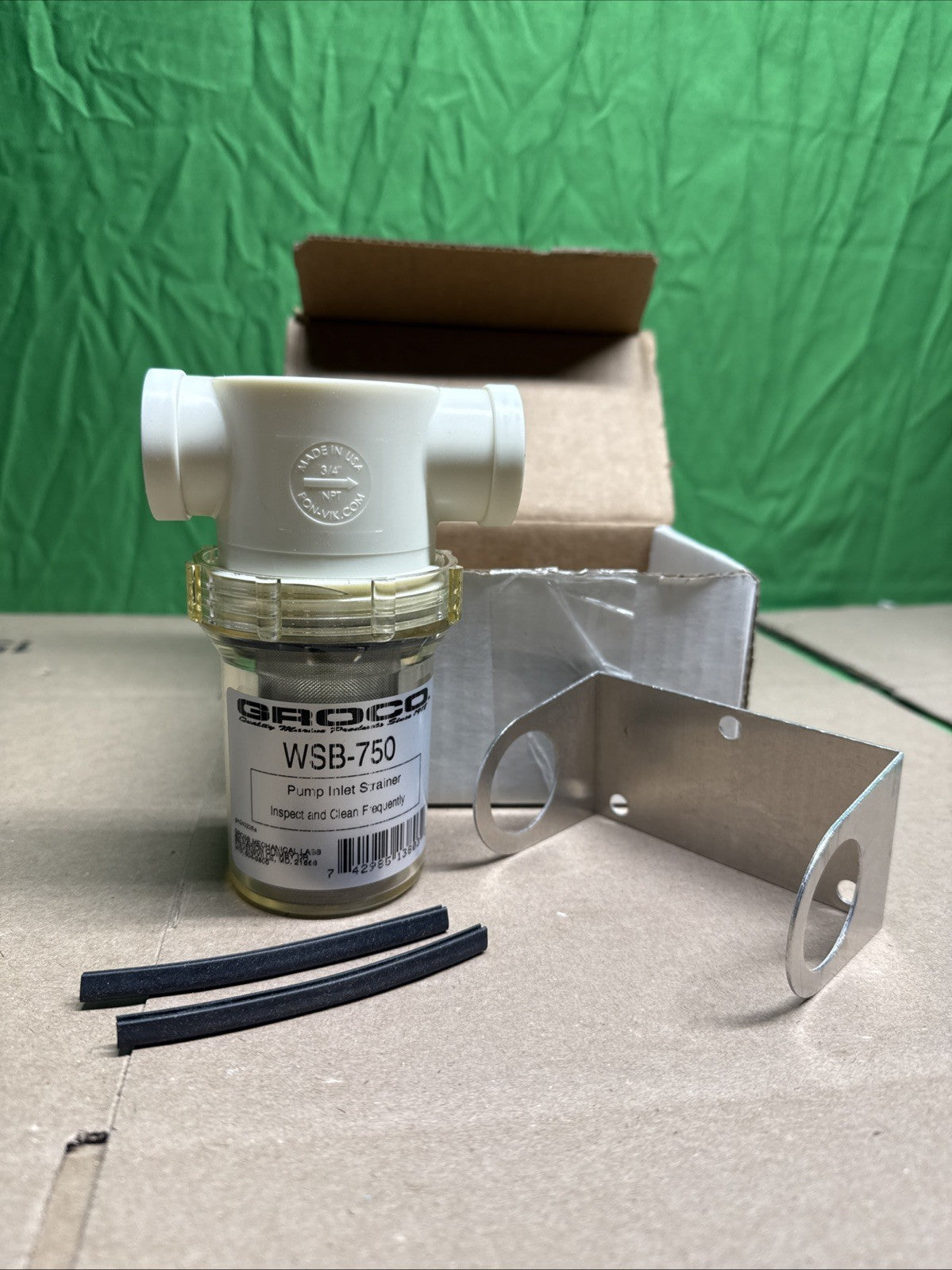 GROCO 3/4" Pump Strainer & Bracket WSB-750 New Open Box