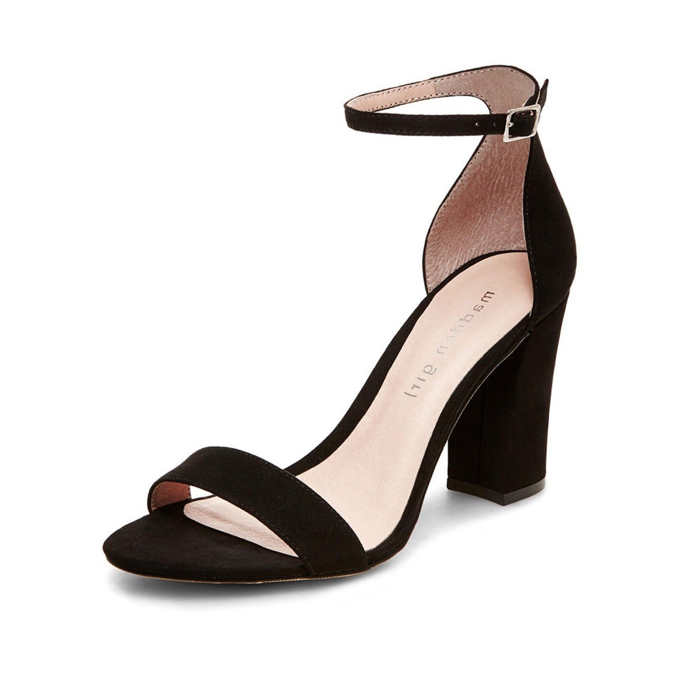 Madden Girl Women's Beella Heeled Sandal, Black Fabric, size 7.5 M