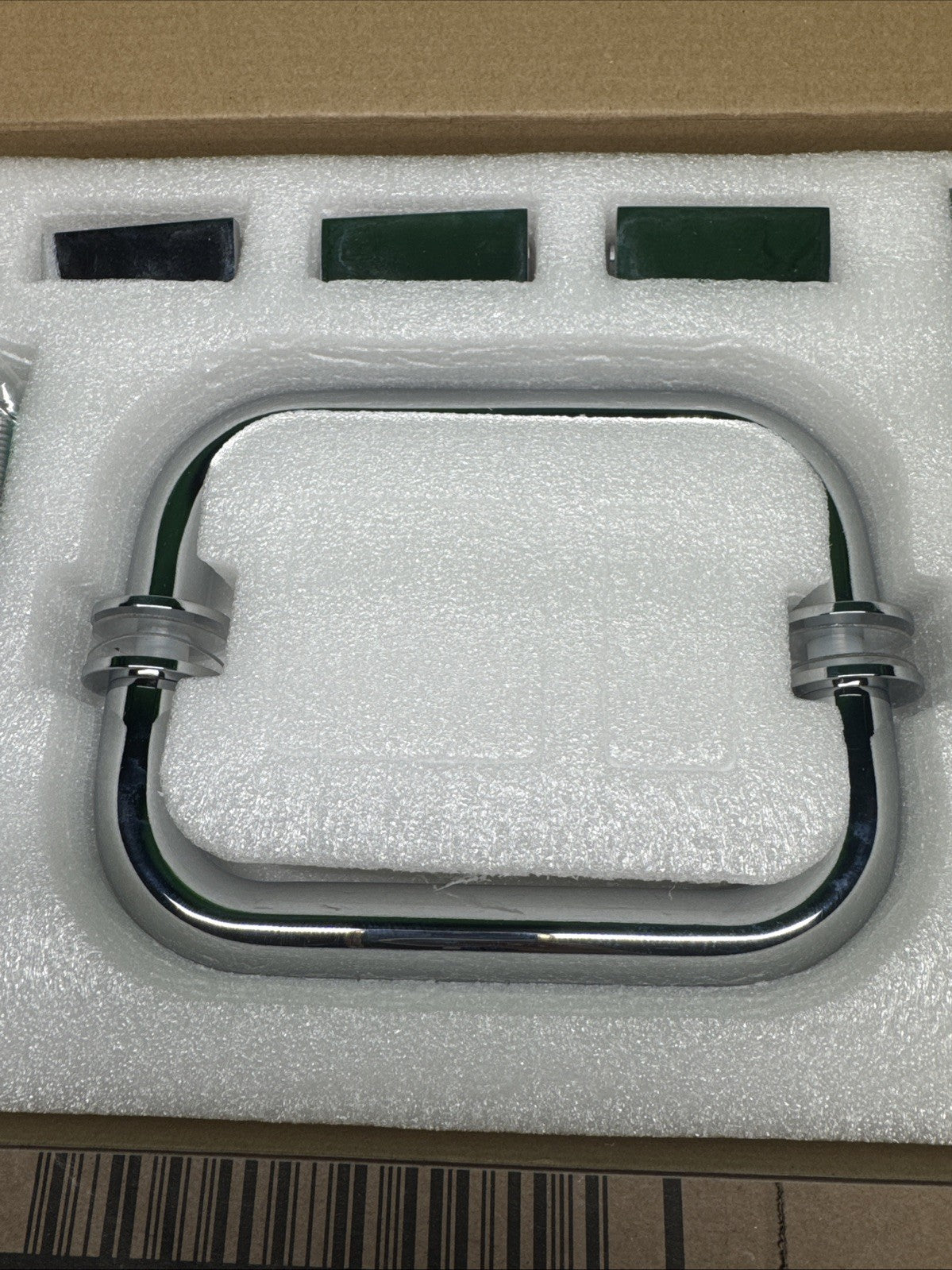 Glass Warehouse  Wall Hinged Hardware Pack in Polish Chrome with Handle.