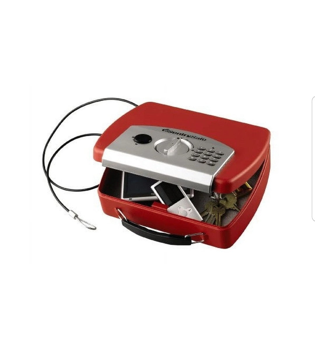 SentrySafe Compact Portable Security Box Safe Electric Lock 0.08 Cu. Ft. - Red