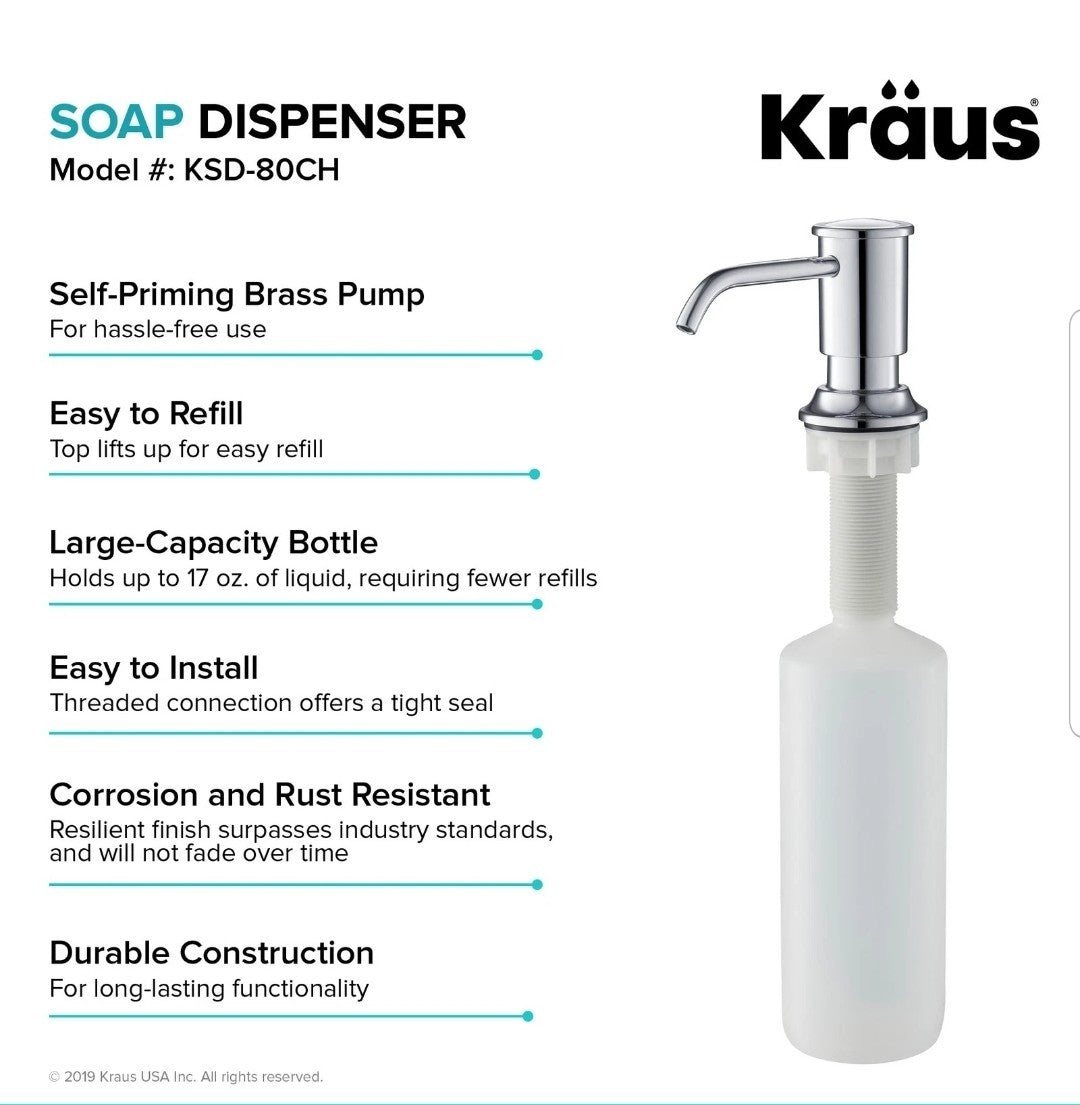 Kraus KSD-80SFS Deck Soap Dispenser, 17 oz - Spot-Free Stainless Steel