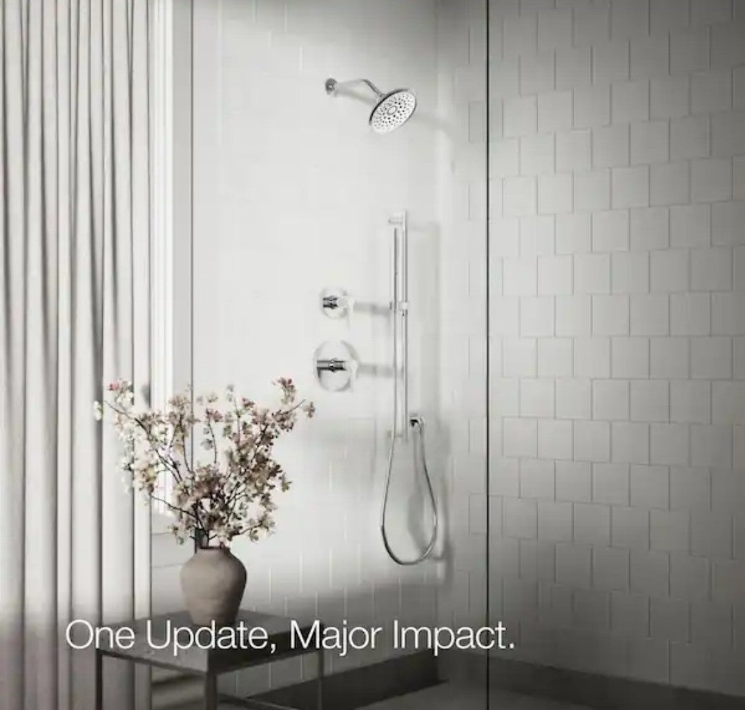 KOHLER Cursiva 3-Spray 6.75 in Wall Mount Fixed Showerhead Polished Chrome NOB