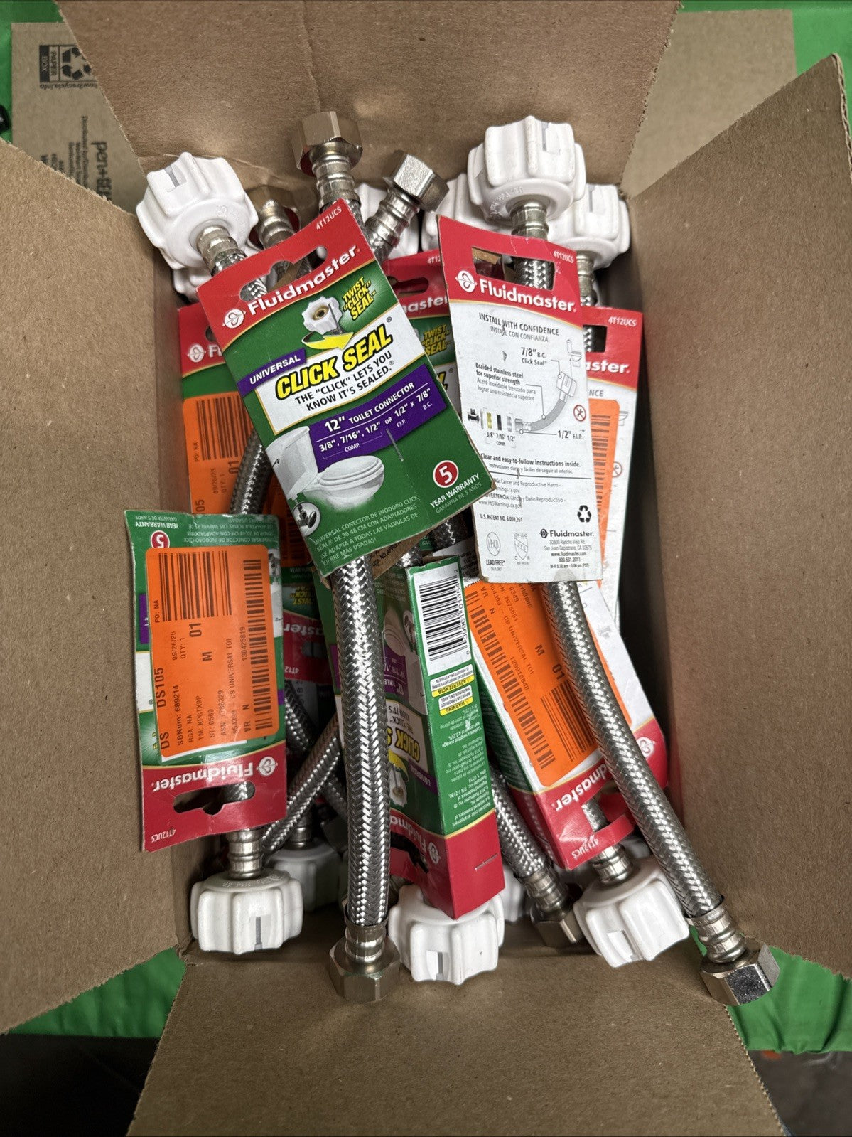 LOT OF 25 Fluidmaster Click Seal Universal Toilet Connector 12” 4T12UCS