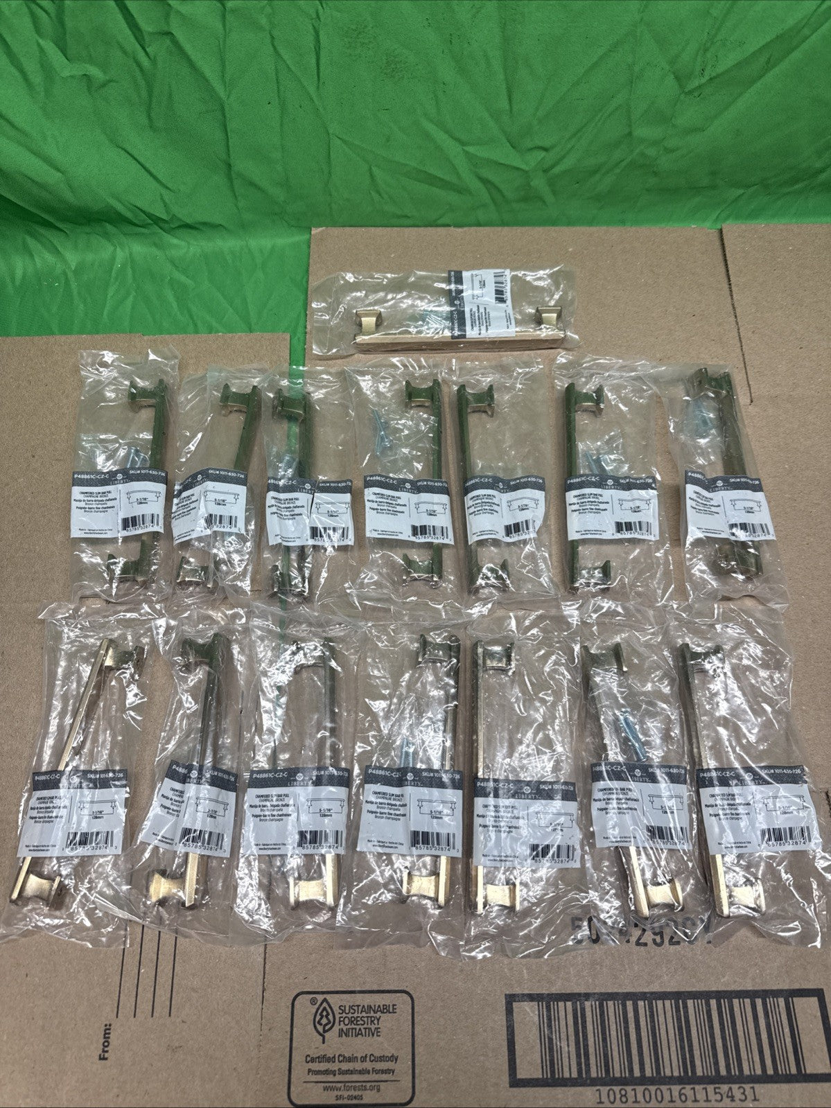 NEW 15 PACK Liberty Chamfered 5-1/16”Slim Bar Drawer Pull Champagne Bronze B200