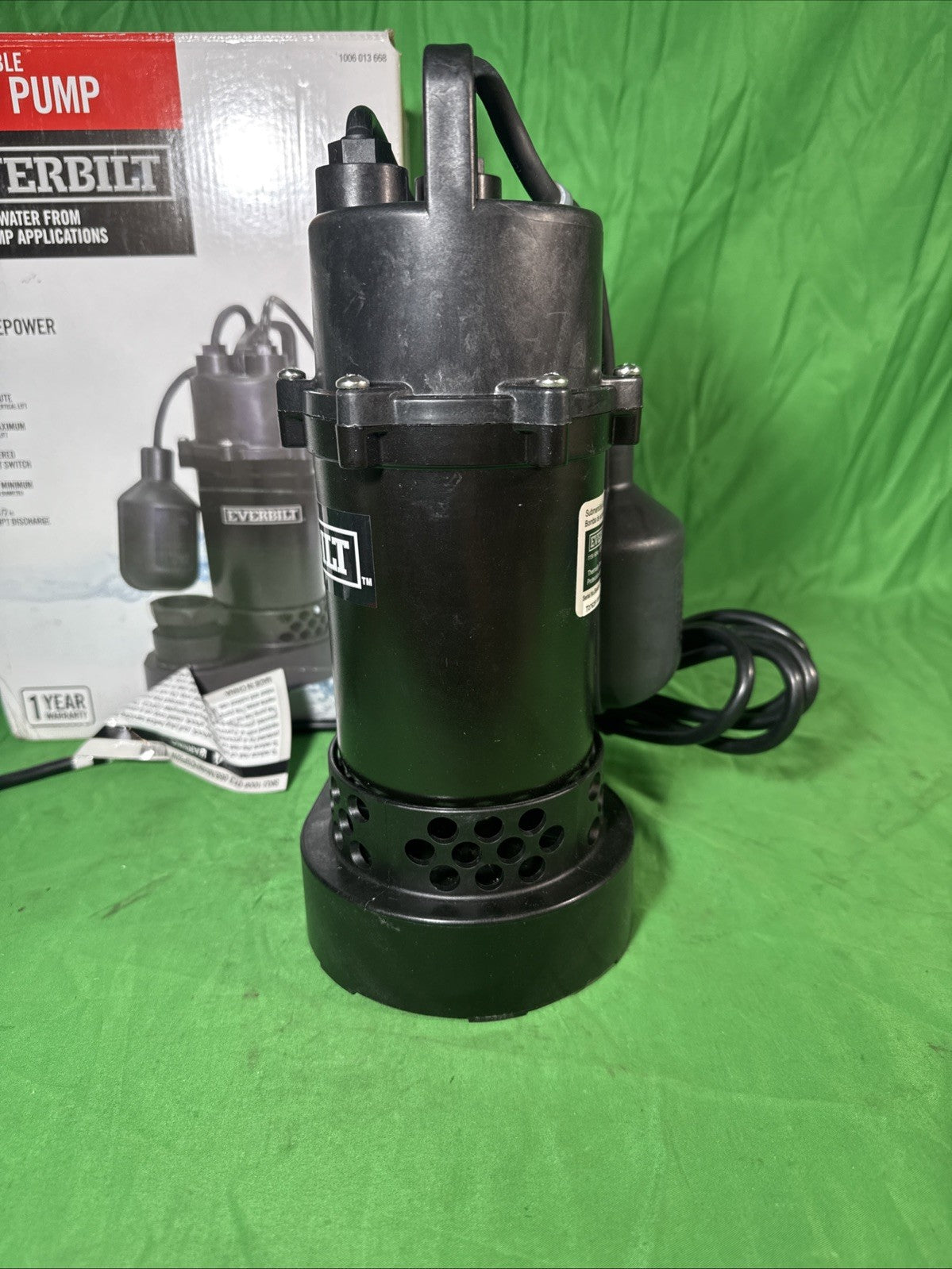 Everbilt HDSP50W 1/2 HP Submersible Aluminum Sump Pump with Tethered Switch