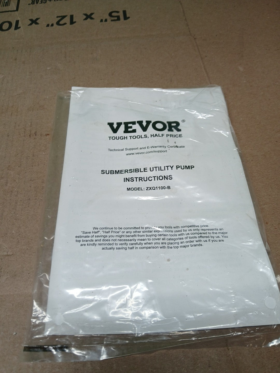 VEVOR Sump Pump, 1 HP, 4000 GPH High Flow, 31 ft Head, Submersible Water