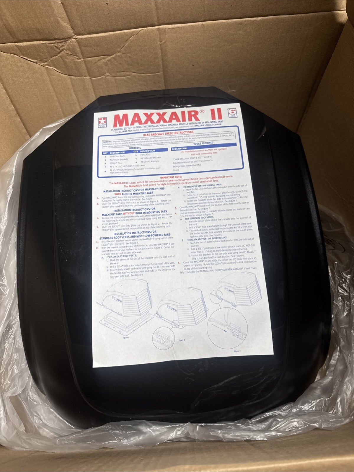 MaxxAir 00-933082 Roof Vent Cover; Maxxair II, Black.