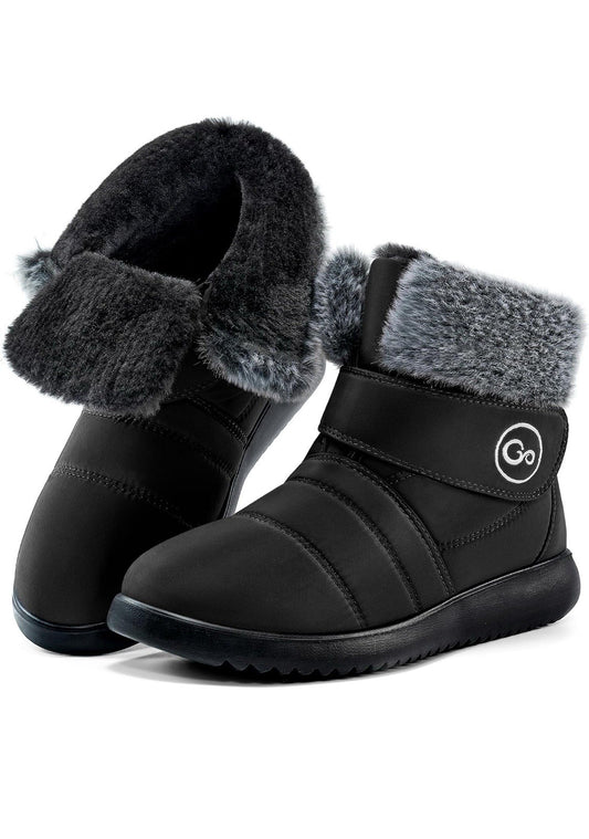 Black Winter Snow Boots Waterproof Faux Fur Womens Size 12