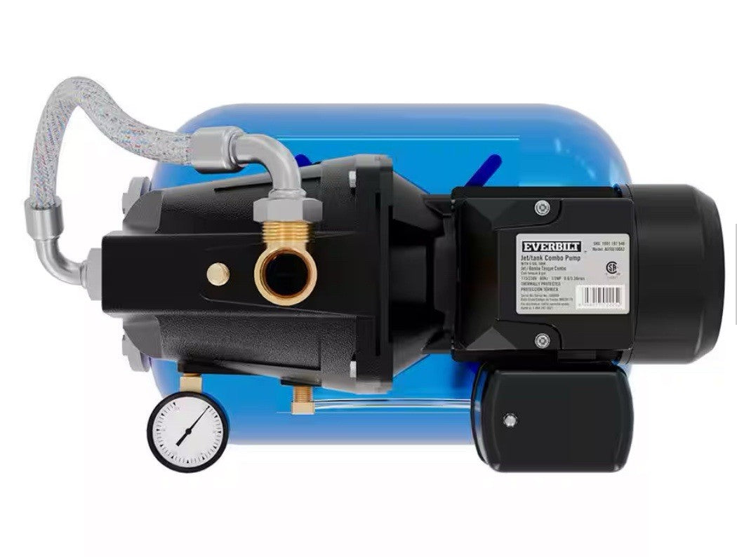 Everbilt 1/2HP Jet Pump/Tank Combo Cast iron with 6 Gallon Tank New