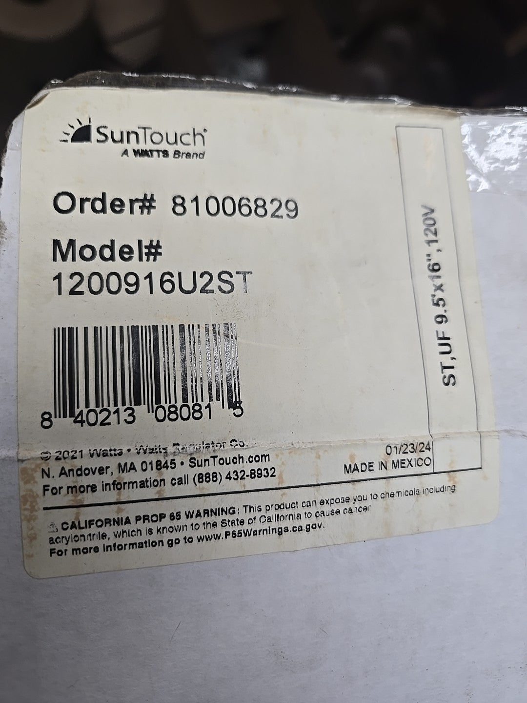 SunTouch Electric Floor Heating 16" Wide 120V UnderFloor Mat 9.5 ft