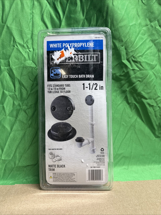 Everbilt Easy Touch 1-1/2 in. Poly Pipe Bath Waste & Overflow Drain, Matte Black