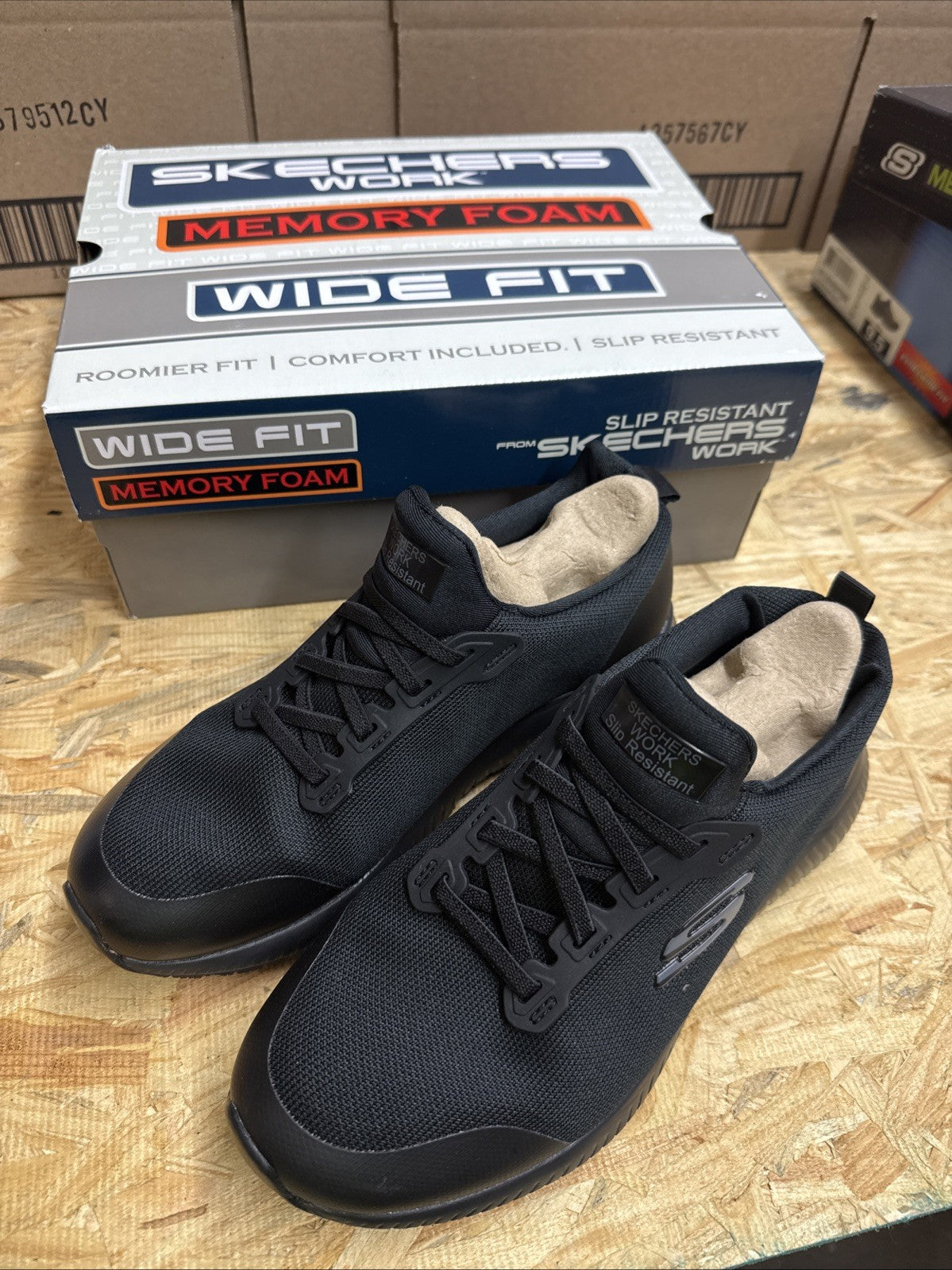 NEW Skechers Work Shoes Women's Size US 8 Black Slip Resistant Sneakers 77222W