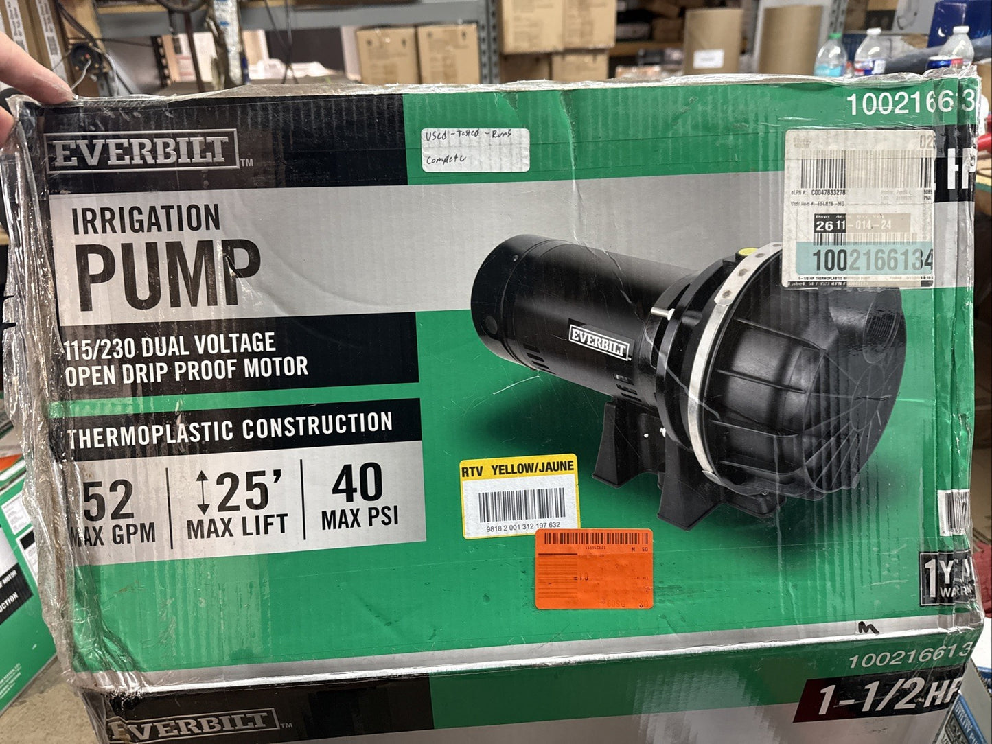 Everbilt Lawn Irrigation Pump Plastic 1.5HP HDLS15P PARTS ONLY