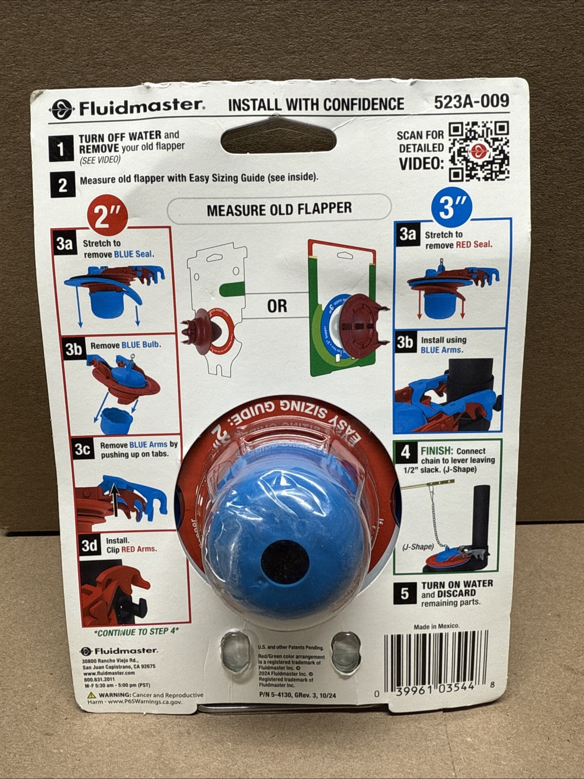 10-PACK Fluidmaster Universal Super Toilet Tank Flapper 2" & 3" 523A-009-T4