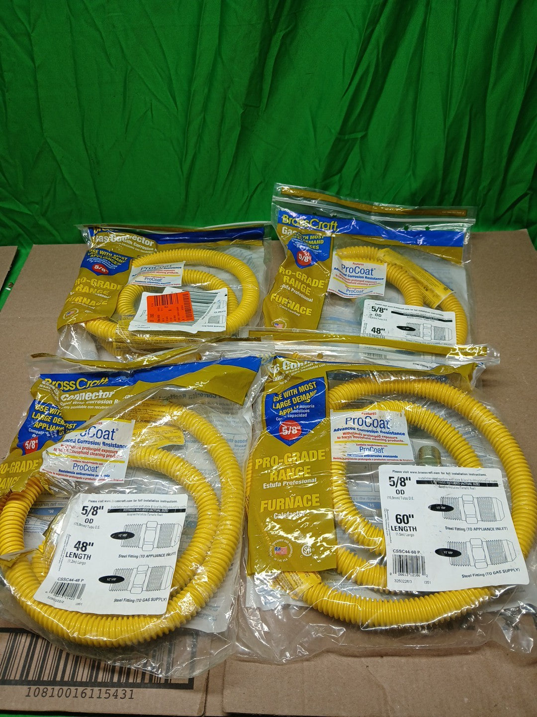Lot Of 9 Assorted Gas Connector Hoses, Mostly Brasscraft