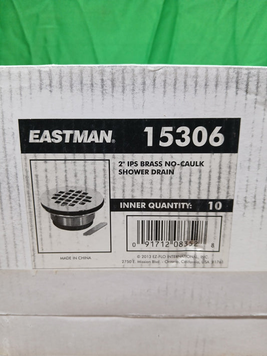 10pck Eastman 2 Inch IPS No Caulk Brass Shower Drain, Stainless Steel, 15306