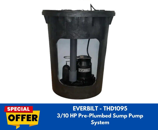 Everbilt THD1095 3/10 HP Pre-Plumbed Sump Pump System