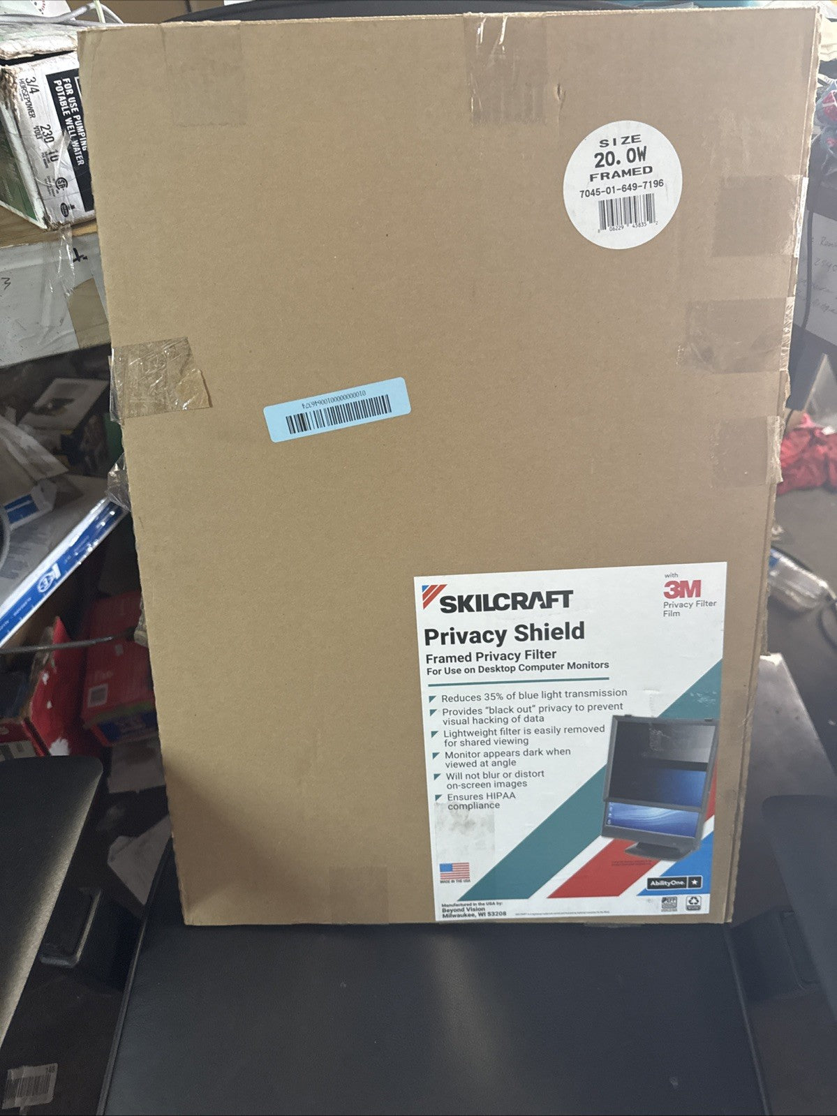 SKILCRAFT Privacy Shield W/ Frame For 20" Widescreen LCD Monitors or 20" CRT