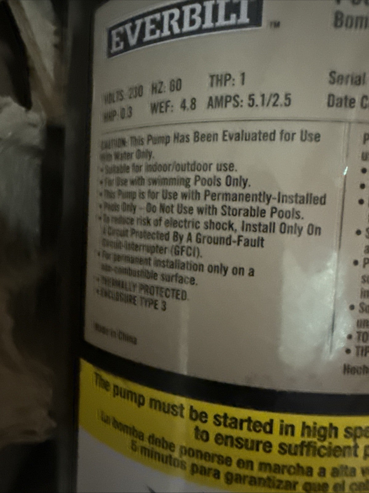 Everbilt 1.5 HP 2-Speed Pool Pump 230-Volt SPP15002-2SP *no unions**