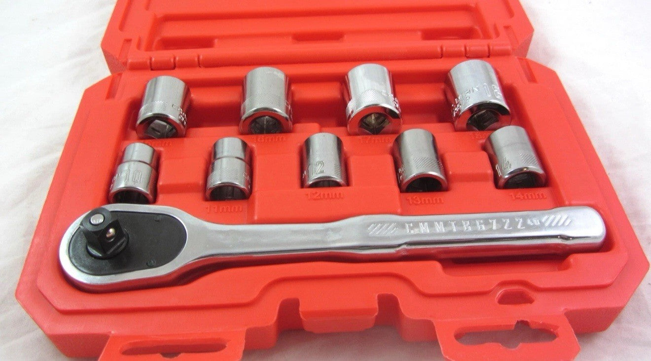 CRAFTSMAN 10 Pc 3/8" Metric 6 Pt. Mechanics Socket & Ratchet Set with Hard Case