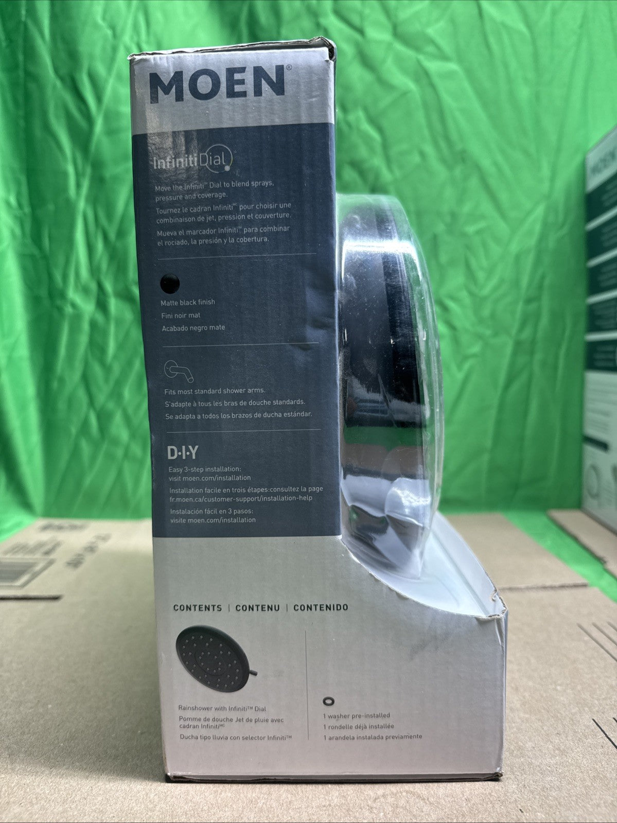 Moen 220R6EPBL Round Rain Shower 6-Inch Diameter Spray Head, Matte Black Finish