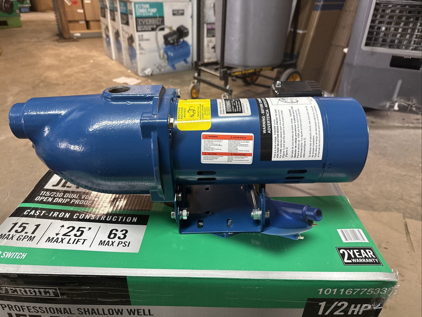 Everbilt Shallow Well Jet Pump Cast Iron 1/2HP HDSWJ5    (Used Read Description)