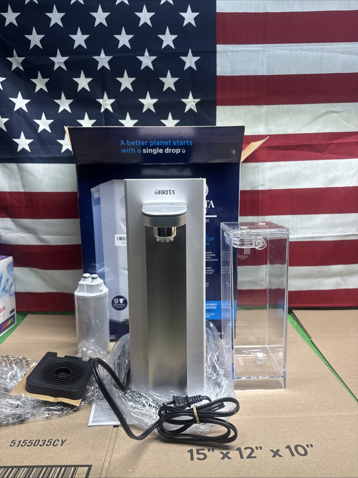 Brita Hub Compact Instant Powerful Countertop Water Filter System 9 Cup Tank