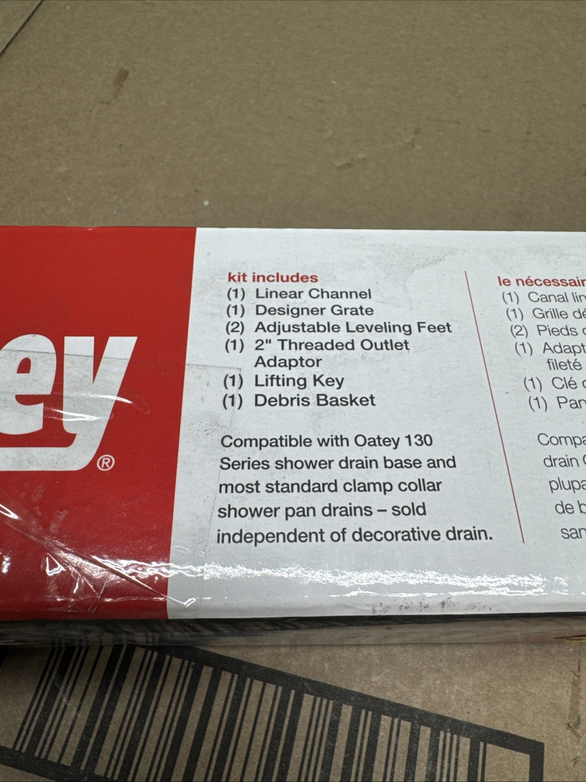 Oatey Designline 24 in. Stainless Steel Linear Shower Drain with Square Pattern