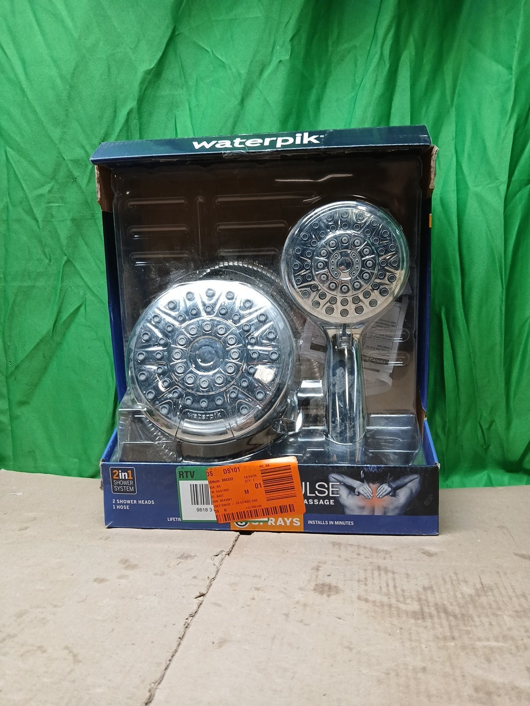 Waterpik 8-Spray Fixed & Handheld Shower Head 1.8 GPM Chrome 2"