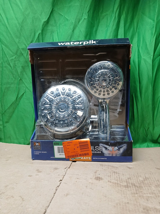 Waterpik 8-Spray Fixed & Handheld Shower Head 1.8 GPM Chrome 2"
