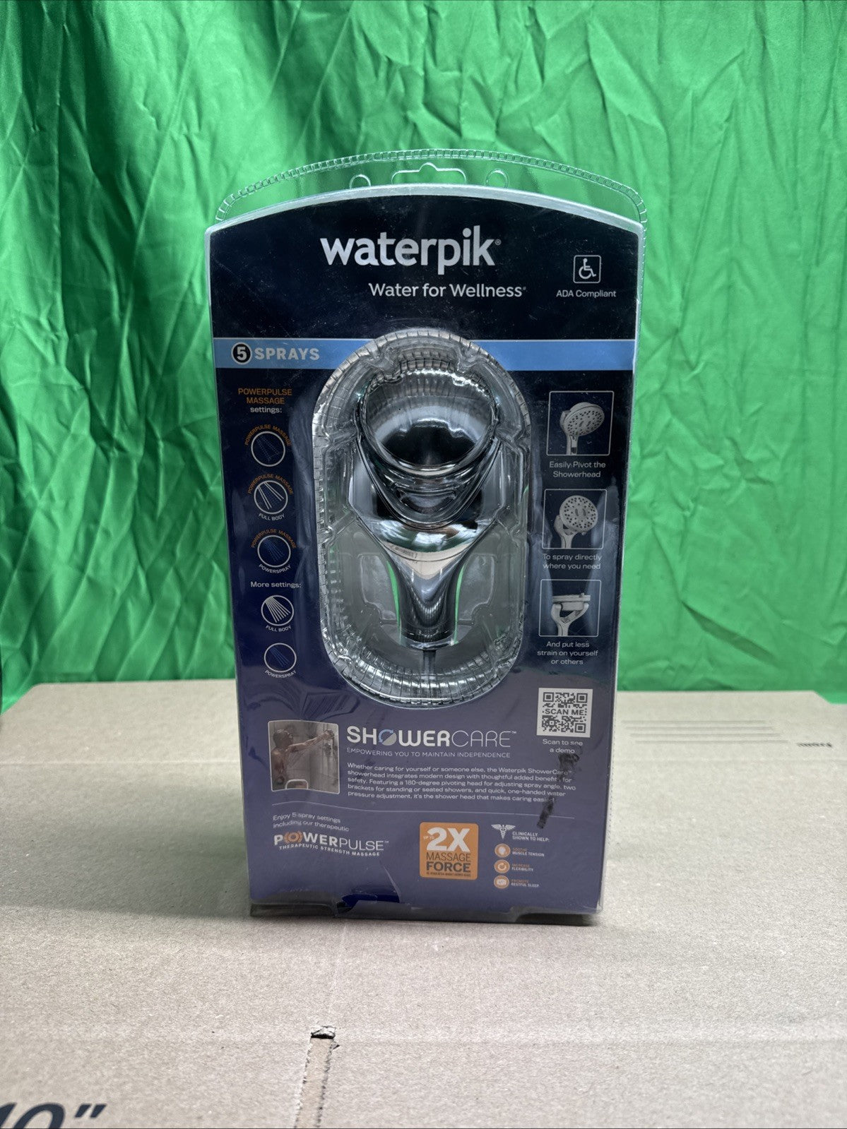 Waterpik Hand Held Shower Head Chrome 180-Degree 5-Modes QBS-563MEB