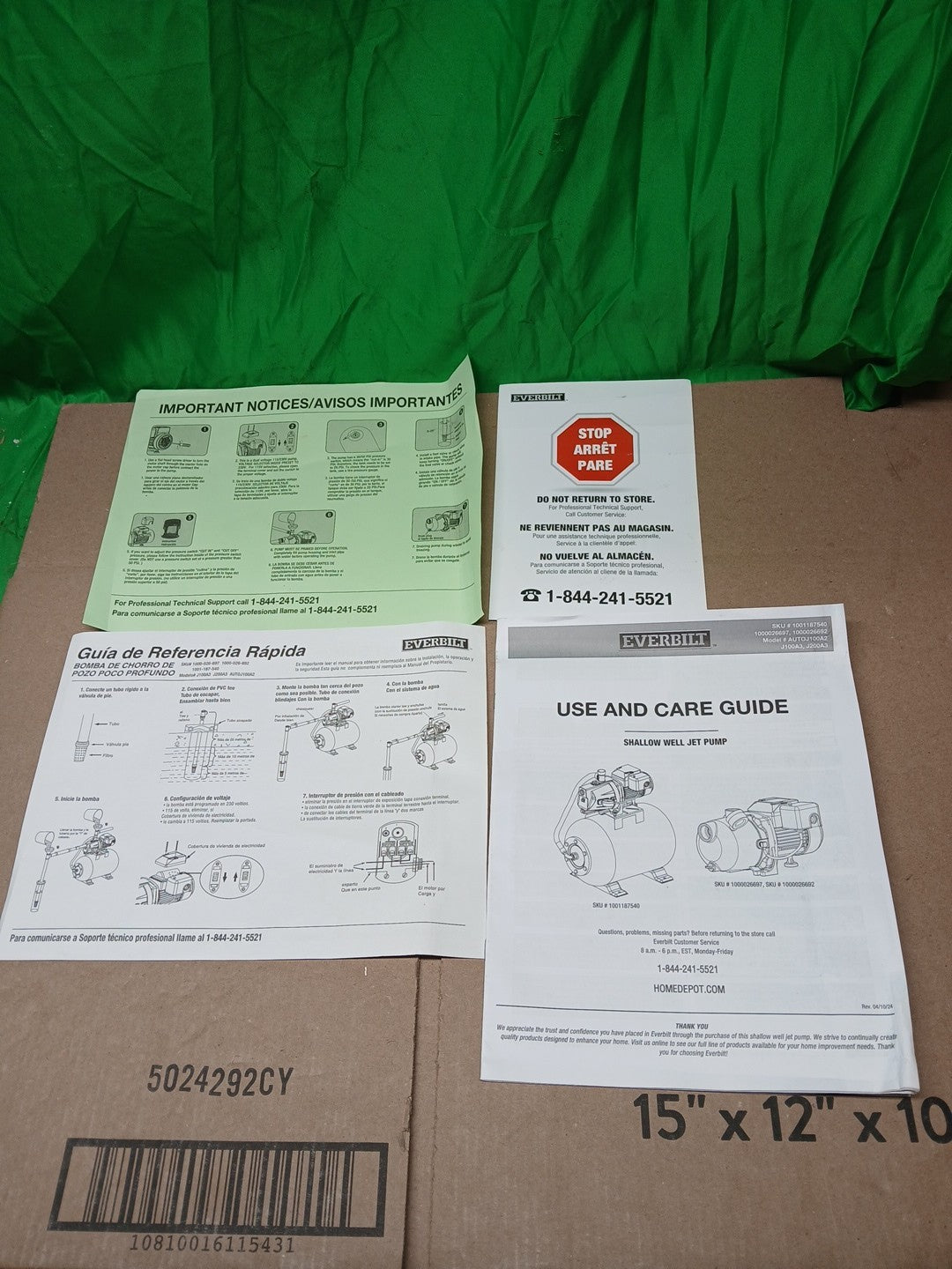 Everbilt 1/2HP Jet Pump/Tank Combo Cast iron with 6 Gallon Tank New OB